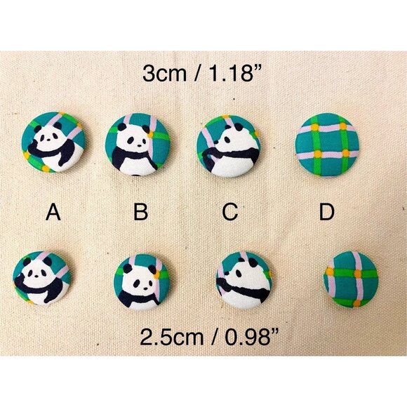 Cute Panda Buttons: 30mm/1.18” and 25mm/0.98” available for sewing and crafts - Picture 1 of 3